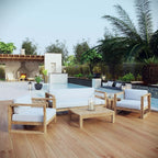 Natural White Teak Wood Outdoor 6-Piece Sectional Sofa Set-1