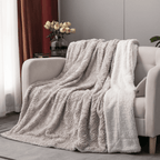 DaDalogy Lavender Grey Faux Fur Sherpa Throw Blanket-1