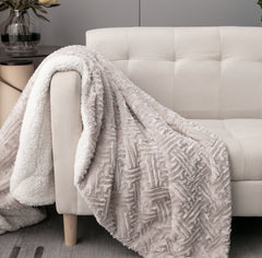 DaDalogy Lavender Grey Faux Fur Sherpa Throw Blanket-0