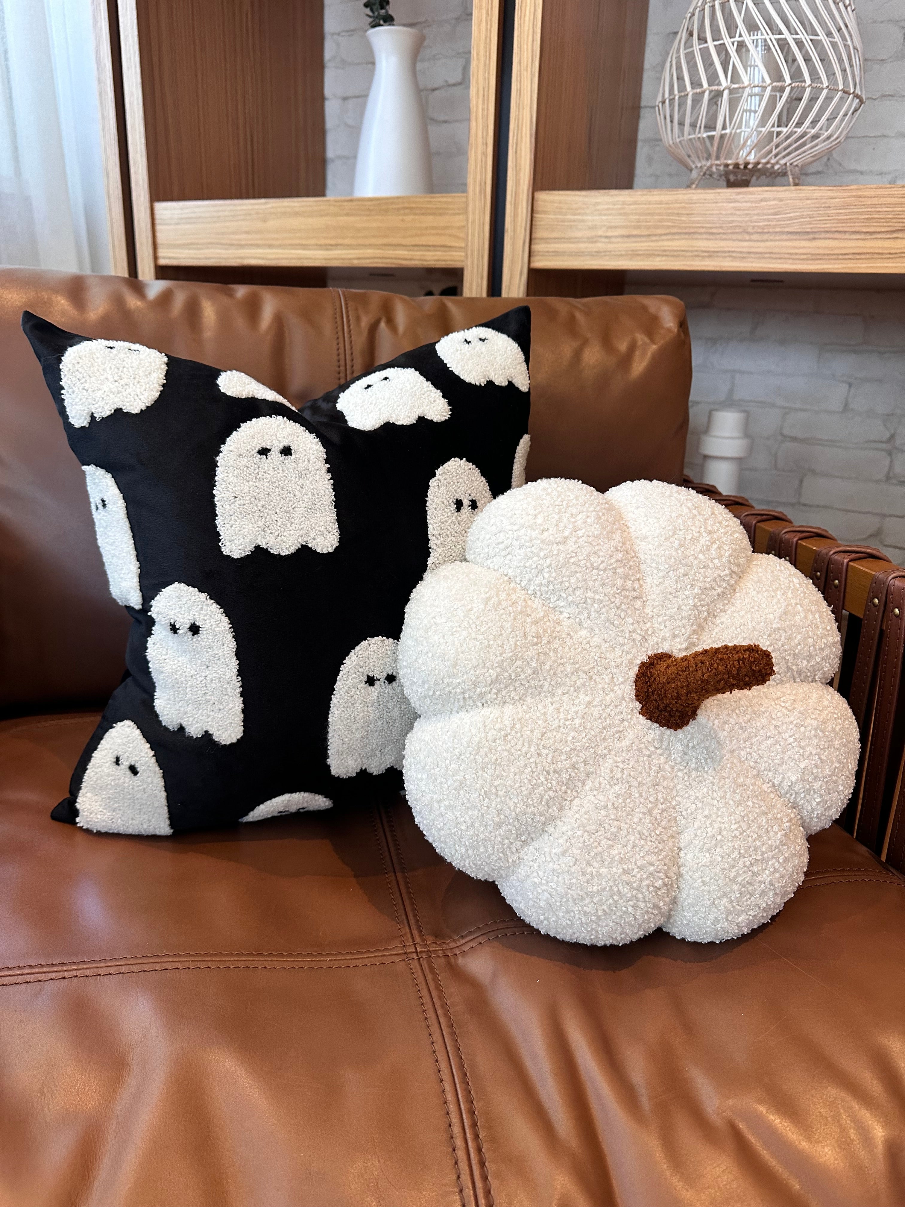 Jumbo Sherpa Cream Pumpkin Pillow-4