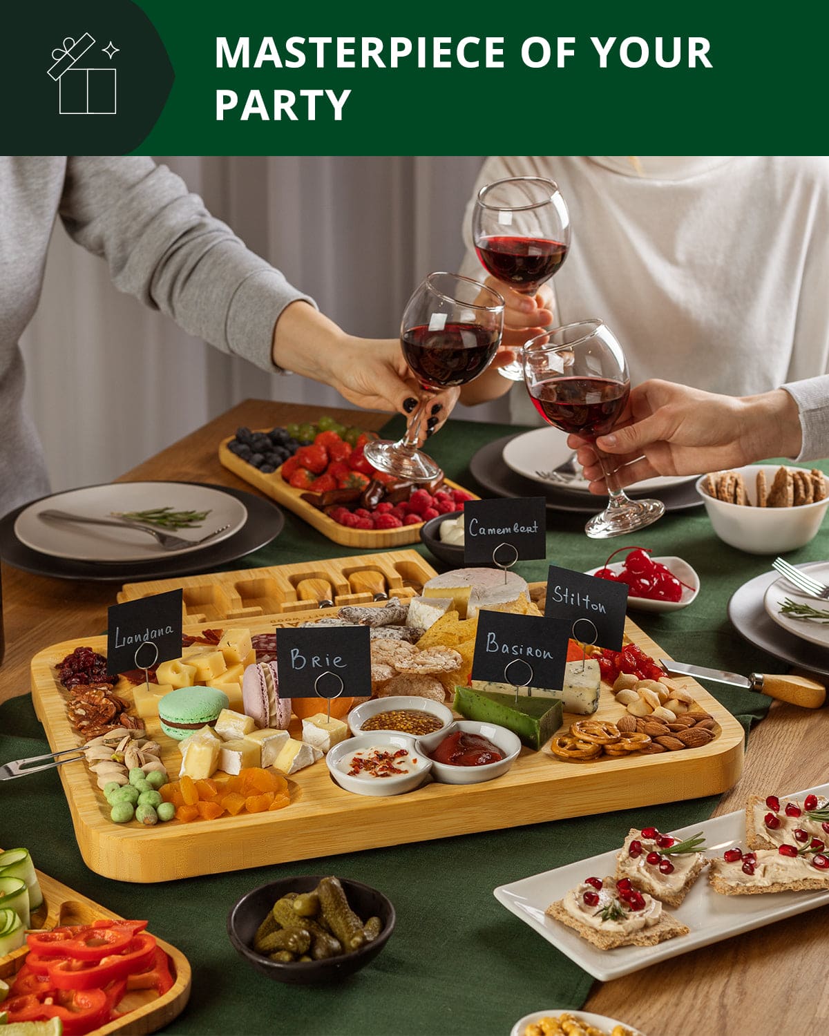 Cheese Board Set with Side Trays-4