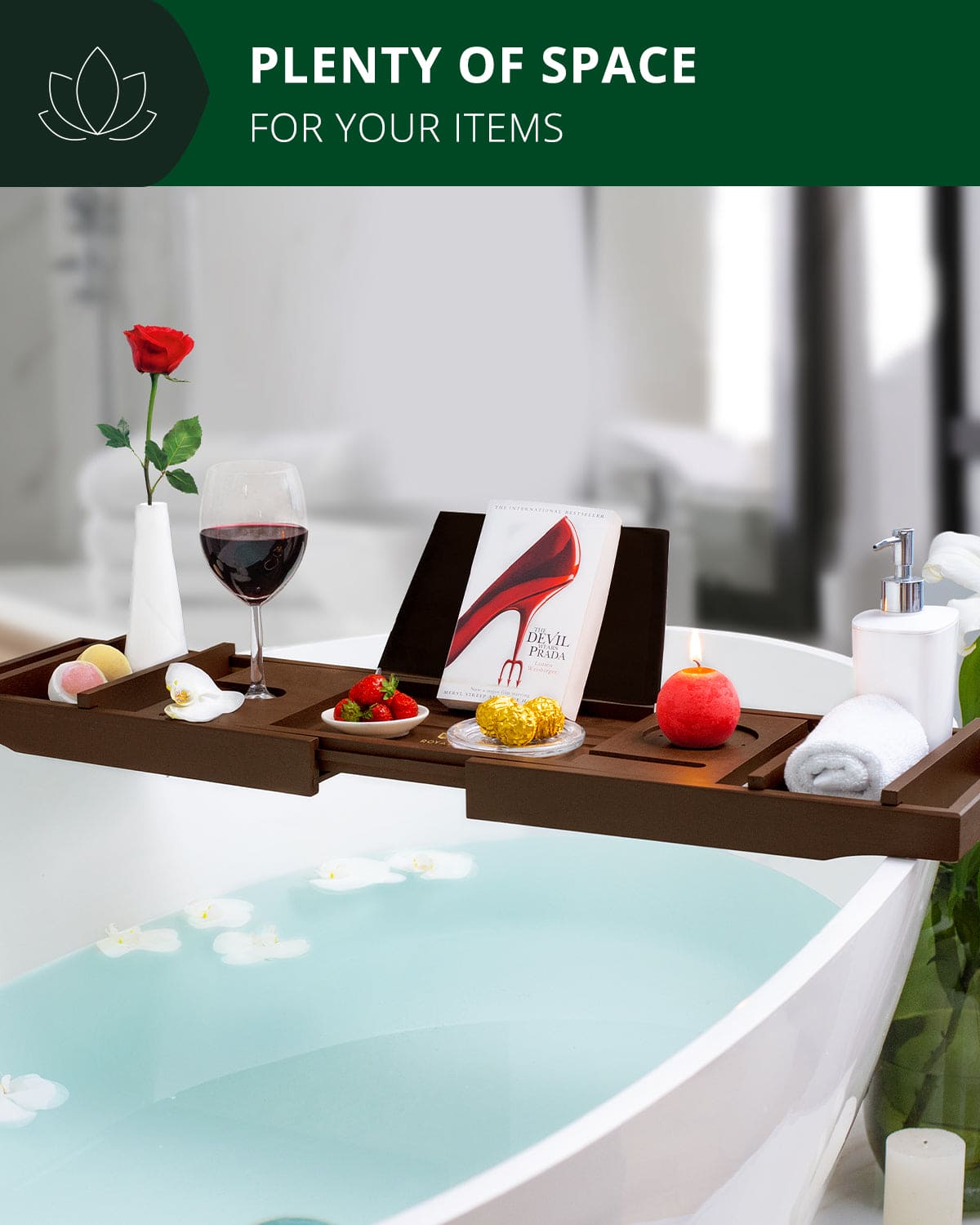 Bathtub Caddy Tray, Brown-4