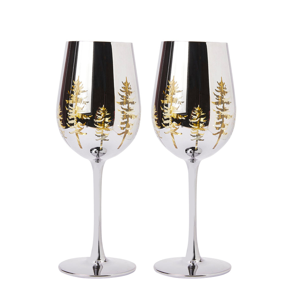 Crystal Christmas Tree Stemmed Wine & Water Glasses - Set of 2-0