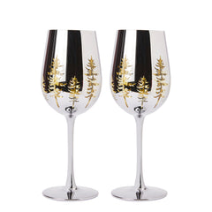 Crystal Christmas Tree Stemmed Wine & Water Glasses - Set of 2-0