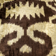 Handmade Velvet Pillow with insert – Olive & Brown Ikat Pattern, 16x24"