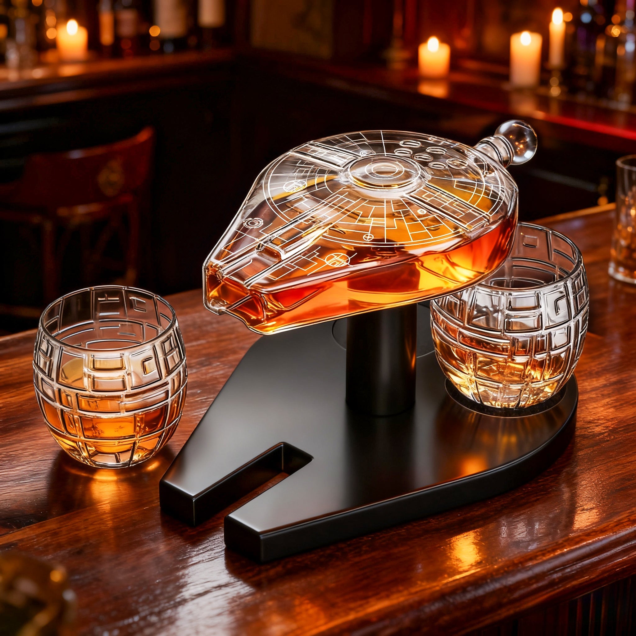 Galactic Cruiser Birthday Gifts for Men Dad, Galaxy Spaceship Whiskey Decanter Sets-4
