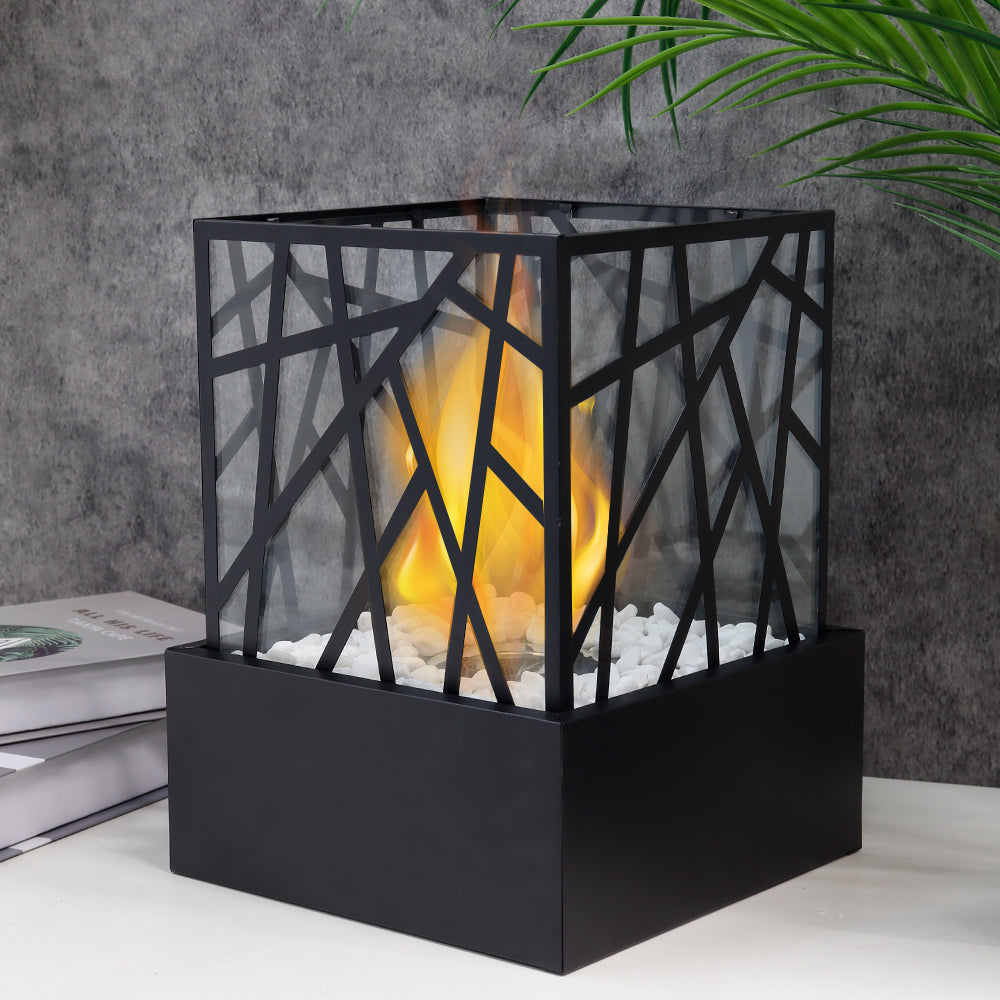 JHY DESIGN Portable Fire Pit Bowl 29cm H – Clean-Burning Bio Ethanol, Ventless, Indoor/Outdoor-0