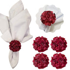 Charlo's Set of 4 Red Flower Chrysanthemum Charm Napkin Rings for dining table decor-0