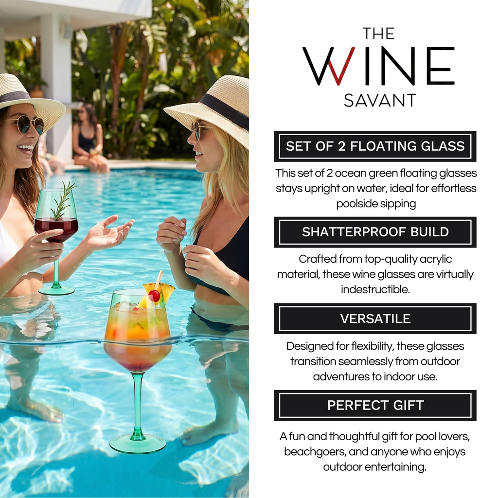 Floating Wine Glasses for Pool - Set of 2-15 OZ (Green)-4