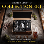 Japanese Crystal Whiskey Decanter Set in Wooden Storage Box