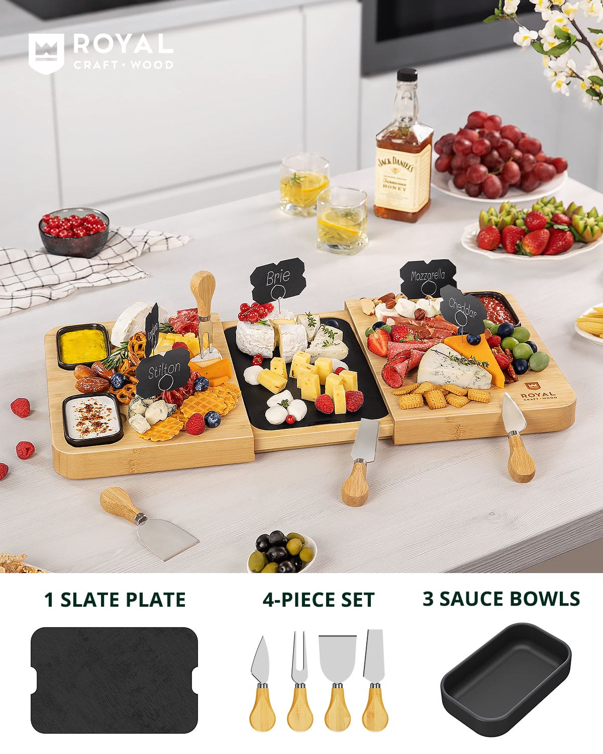 Cheese and Cracker Tray With Slate Plate