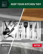 Utensil Drawer Organizer, White (5 Slots)-2