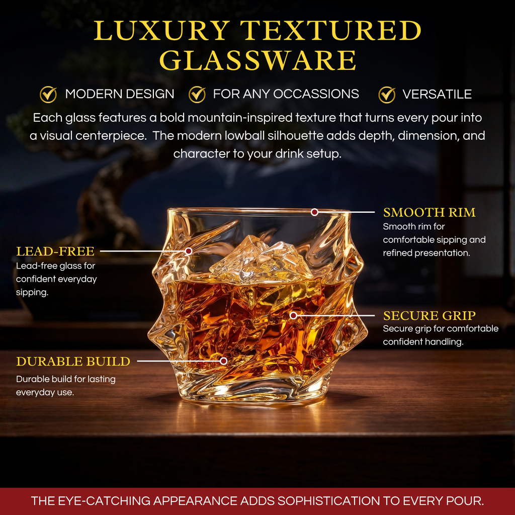 Storm Japanese Crystal Whiskey Glasses Set of 2-3