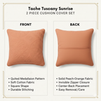 Fundas de cojín rústicas/Euro Sham Tache de algodón lavadas a la piedra con medallón naranja Toscana Sunrise (JHW-595)