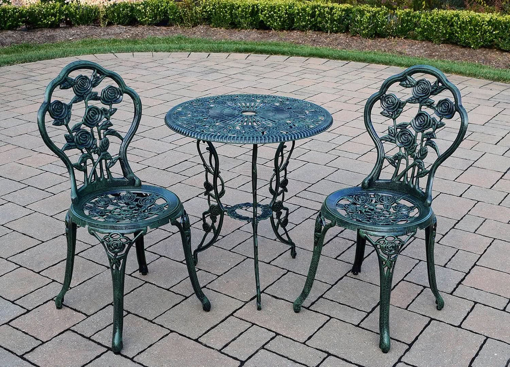 Cast Aluminum Conversation Set Antique Green Patio-1