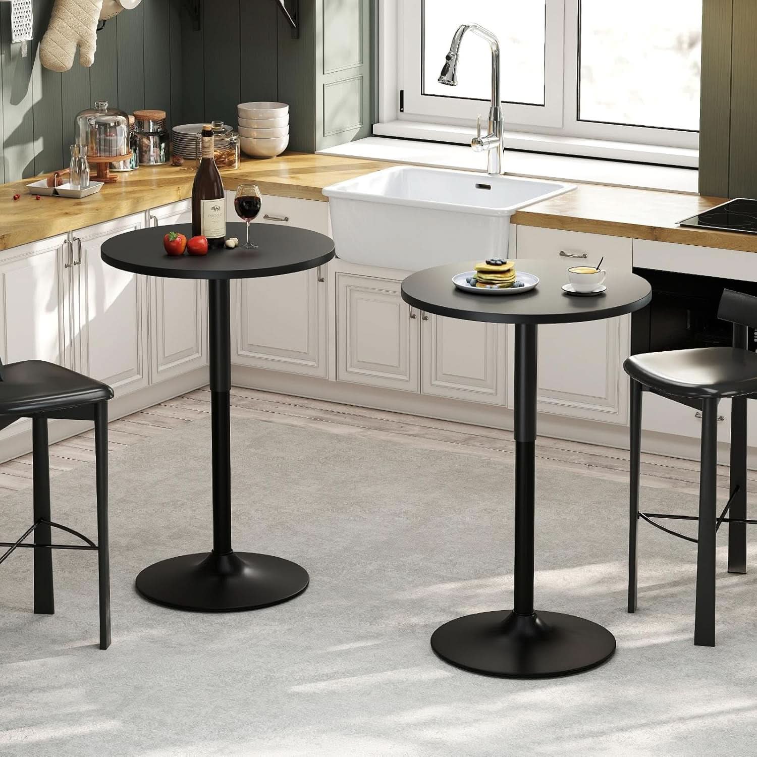 Commercial Grade Adjustable Pub Table Set Matte Black-1