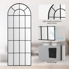 Elegant Arched Windowpane 71x30 Full Length Mirror Black-3