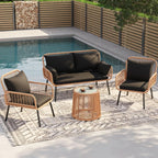Stylish Four Piece Outdoor Wicker Patio Furniture Set-0