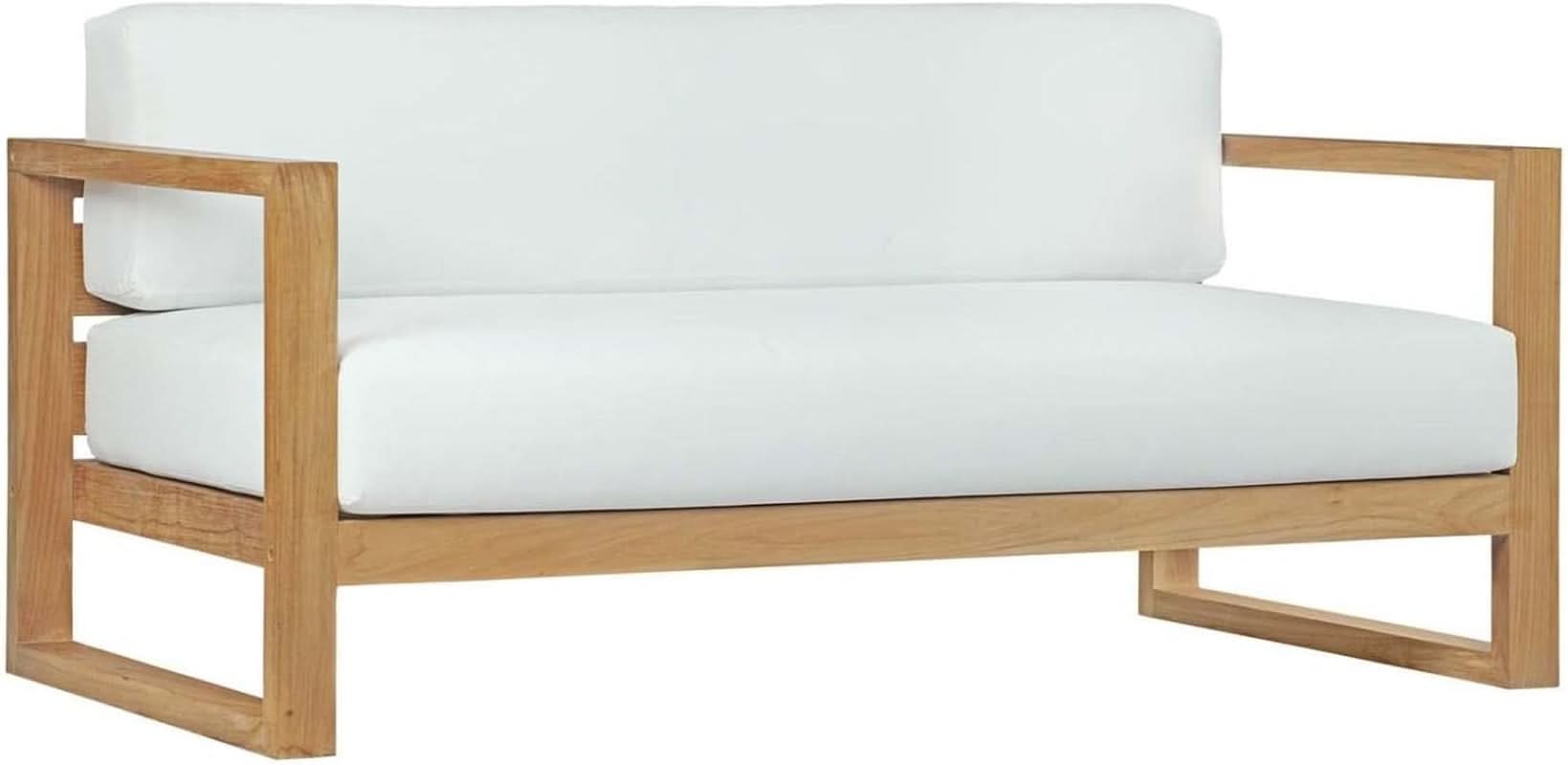Natural White Teak Wood Outdoor 6-Piece Sectional Sofa Set-4
