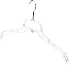 Clear Plastic Clothes Hangers with Hook & Notches - 100 Pack