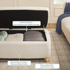 Contemporary Large Ivory Storage Ottoman With Legs-2