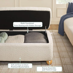 Contemporary Large Ivory Storage Ottoman With Legs-2
