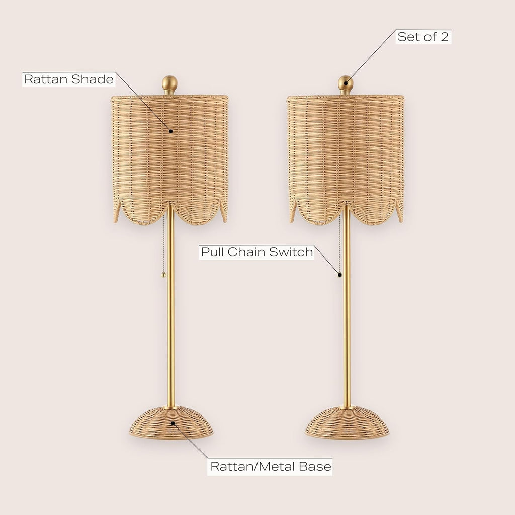 27.5 Brass Gold Coastal Table Lamps LED Bulbs Included-2