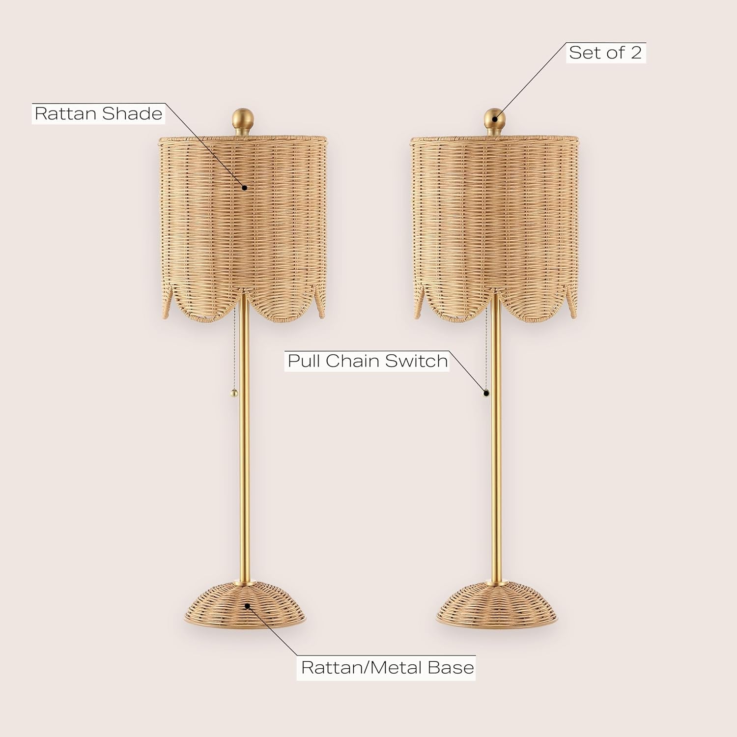 27.5 Brass Gold Coastal Table Lamps LED Bulbs Included-2