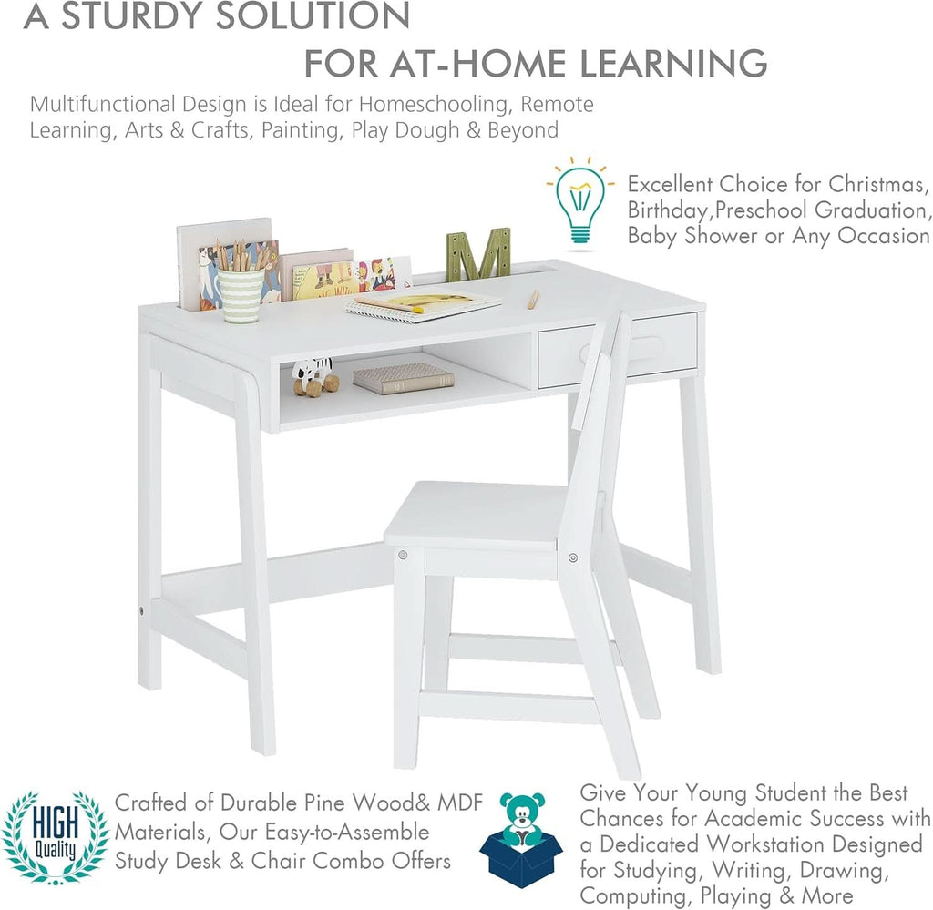 Kids Desk and Chair Set With Storage Drawers for Study-4