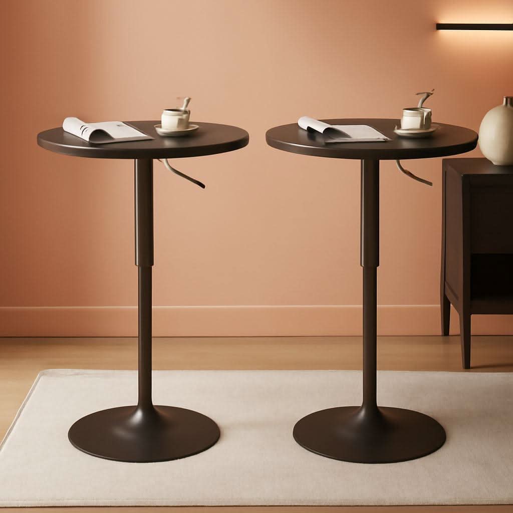 Commercial Grade Adjustable Pub Table Set Matte Black-0