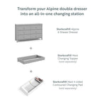Pebble Gray 6 Drawer Double Dresser For Nursery Greenguard Gold Certified-4