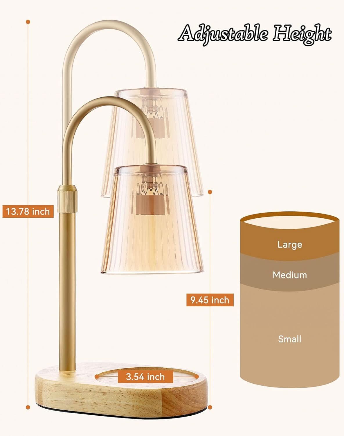 Stainless Adjustable Candle Warmer Lamp With Timer
