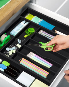 Silverware Drawer Organizer, Black (9 Slots)-4