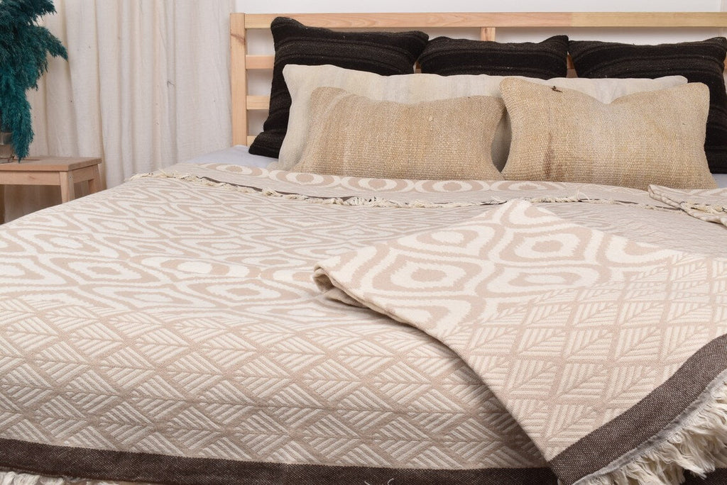 IKAT BEIGE TURKISH THROW-4