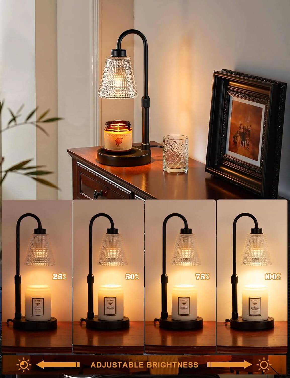 Black Dimmable Candle Warmer Lamp Programmable Timer