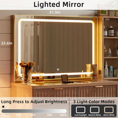 Vanity Desk With Mirror Illumination 43.5 Inch Bedroom-4