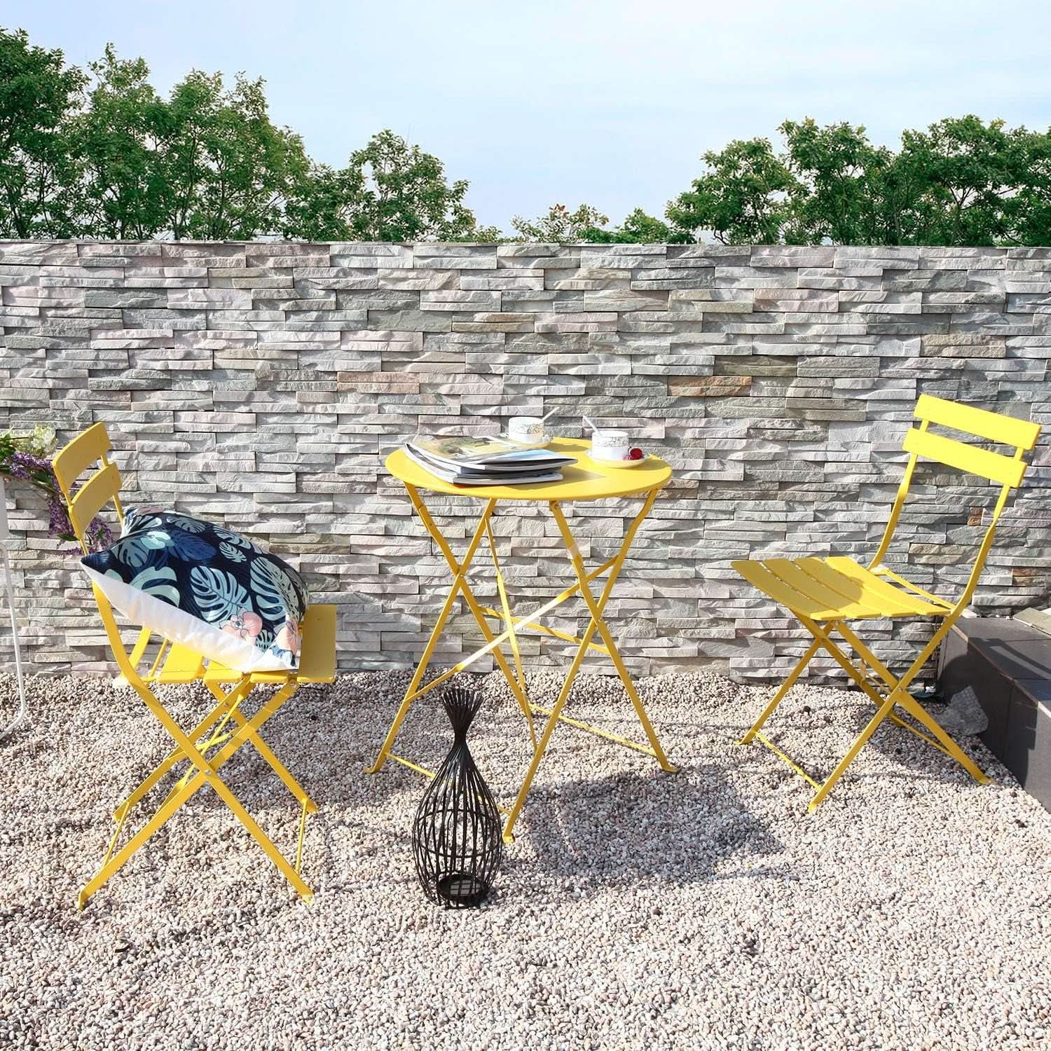 Weather-Resistant 3-Piece Folding Bistro Set for Outdoors-2