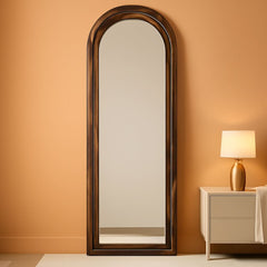 Arched Full Length Floor Mirror 63x21Inches Walnut-0