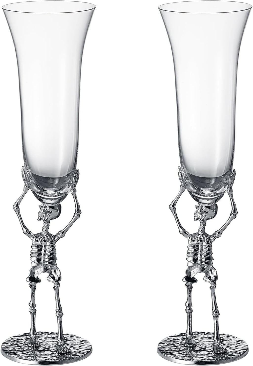Stemmed Skeleton Champagne Flute Glass | Set of 2 | 7.5oz