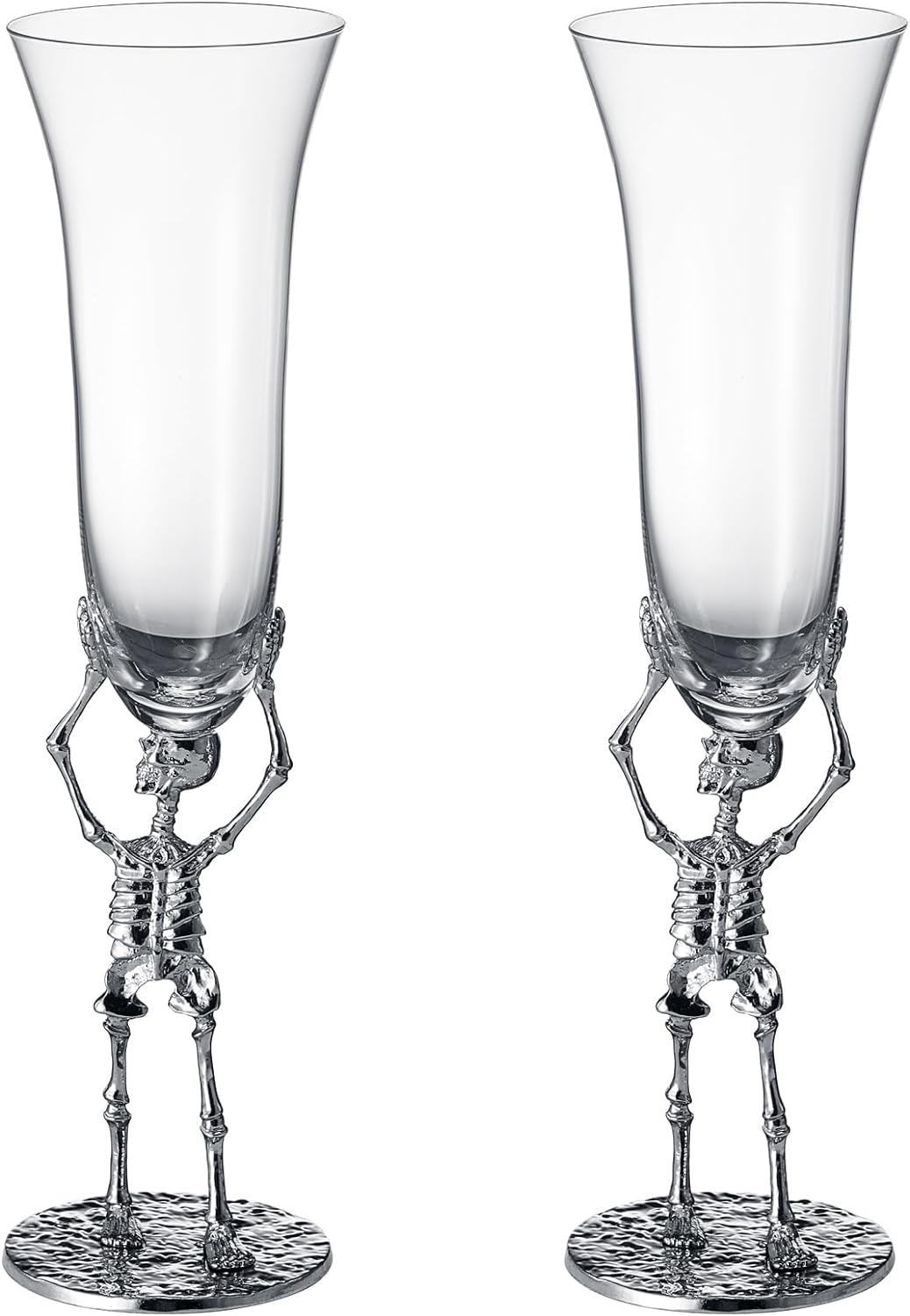 Stemmed Skeleton Champagne Flute Glass | Set of 2 | 7.5oz