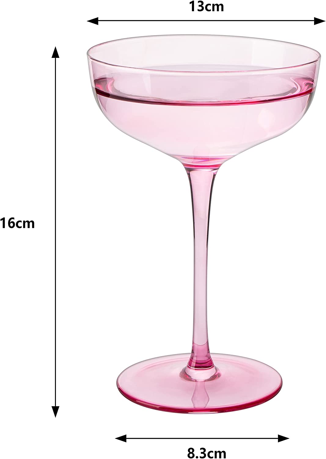 The Wine Savant Colored Coupe Glass | 7oz | Set of 4  (Blush Pink)-3