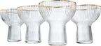 Ribbed Stemless Margarita Glasses with Gold Rim - Set of 4 (10 OZ)-4