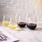 European Style Unbreakable Elegant Acrylic Stemless Wine Glasses 15 oz | Set of 6-1