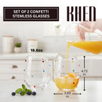 Confetti Stemless Wine Glasses Set of 2, 18.6oz-1
