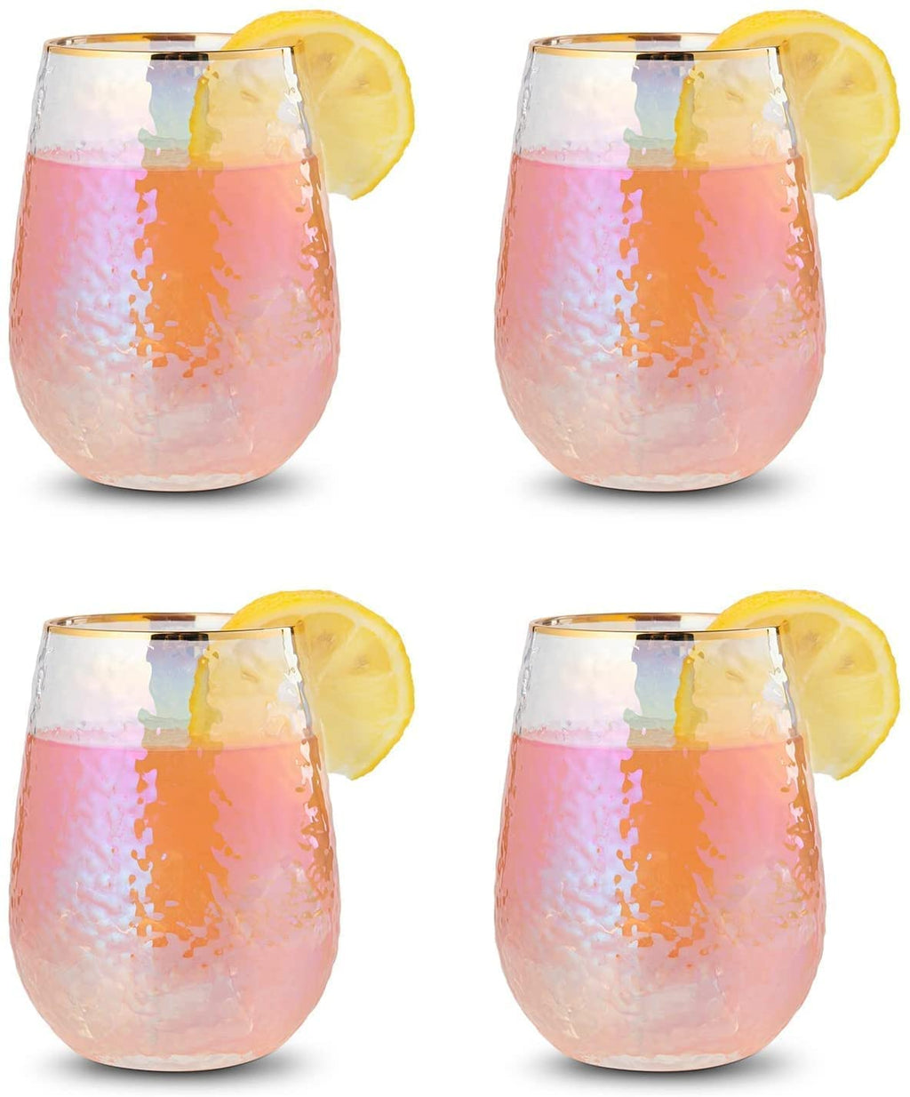 Festive Lustered Iridescent Stemless Wine - Set of 4-4