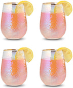 Festive Lustered Iridescent Stemless Wine - Set of 4-4