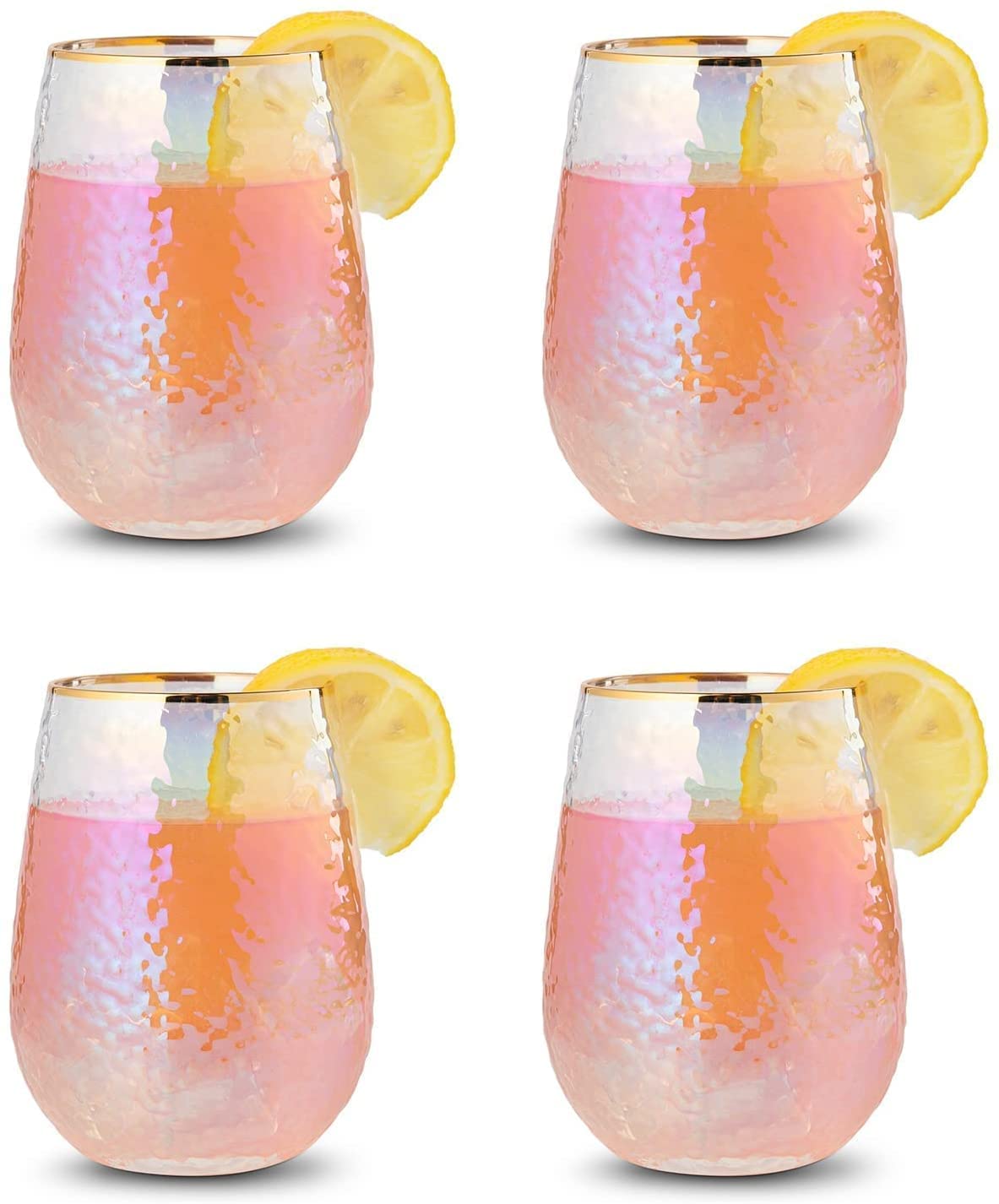Festive Lustered Iridescent Stemless Wine - Set of 4-4