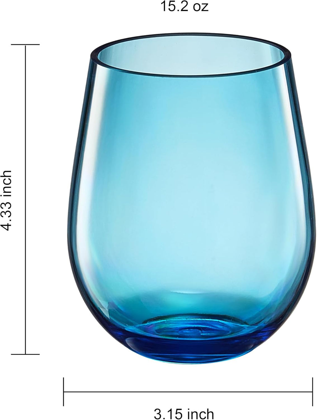 European Style Plastic Crystal Unbreakable Stemless Wine Glasses Set of 12-2