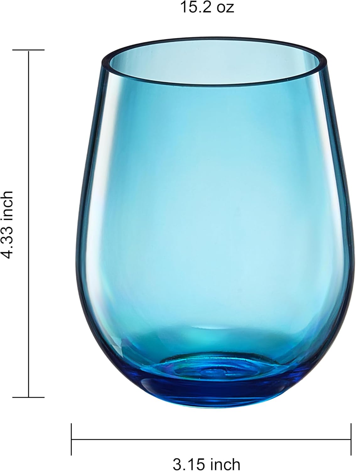 European Style Plastic Crystal Unbreakable Stemless Wine Glasses Set of 12-2