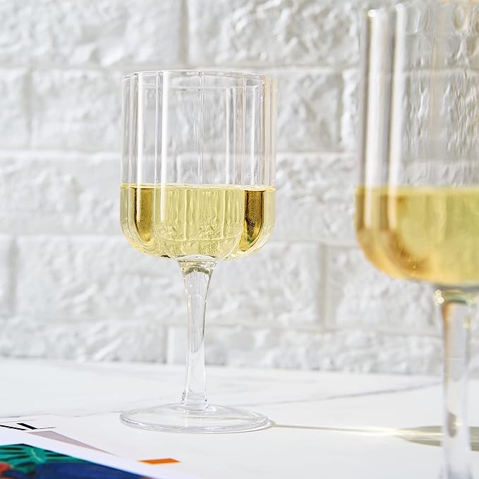 Flower Vintage Wine Glassware - Set of 2-13 oz (Clear)-2